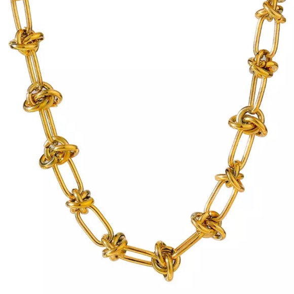 Real 18k gold link knot necklace - Picture 4 of 12